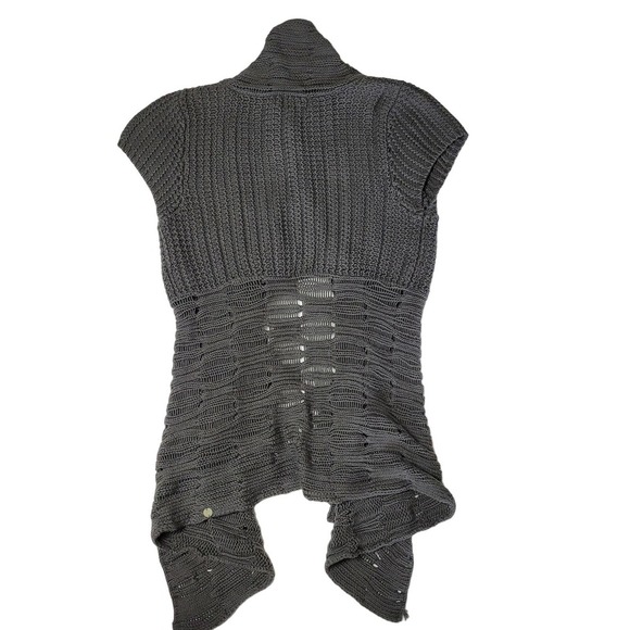 Pure Women's Hand Knit Open Front Cardigan Sweater Dark Gray Size XS - Picture 2 of 12
